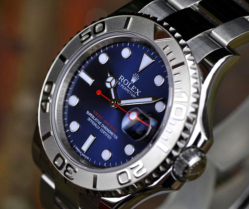 Stainless Steel Rolex Yacht-Master with Blue Sunburst Dial