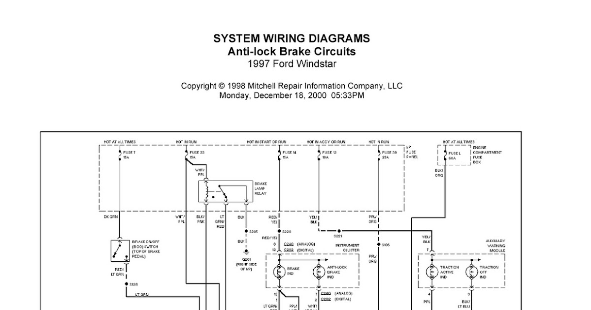 Ford Wiring Diagrams: 1997 Ford Windstar System Wiring Diagrams Anti