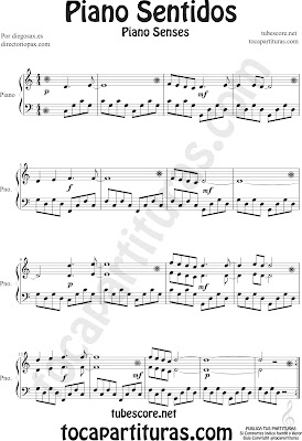 Partitura para Piano Fácil para principiantes de la canción musical Piano Sentidos por diegosax partituras Piano Senses Easy Piano Music Scores for Beginners 