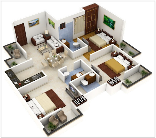 Denah Rumah Minimalis 3D Denah Rumah Minimalis 3D