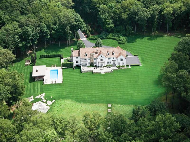aerial shot of a mansion in New Canaan, CT