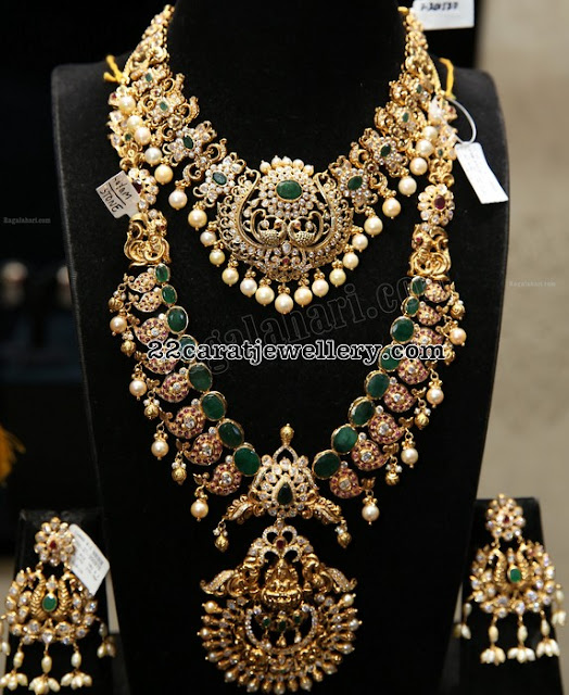 Emerald Mango Haar by Manepally jewellers Emerald Mango Haar by Manepally jewellers