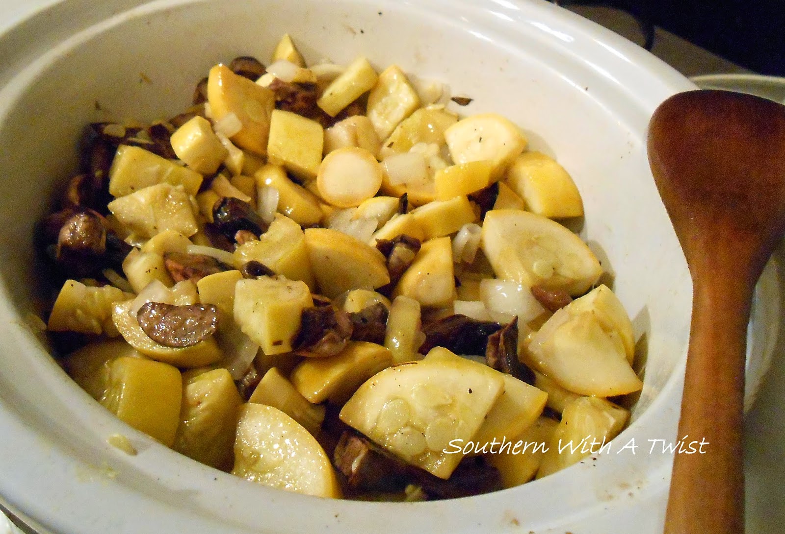 Southern With A Twist Aunt Vashti's Browned Squash in the Crock Pot!