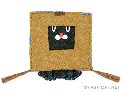 可愛い箱をかぶる黒 猫のイラスト