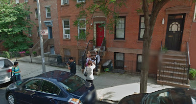 Google Street View of Cat Greenleaf interviewing a guest for Talk Stoop, 12 Wycoff St., Brooklyn