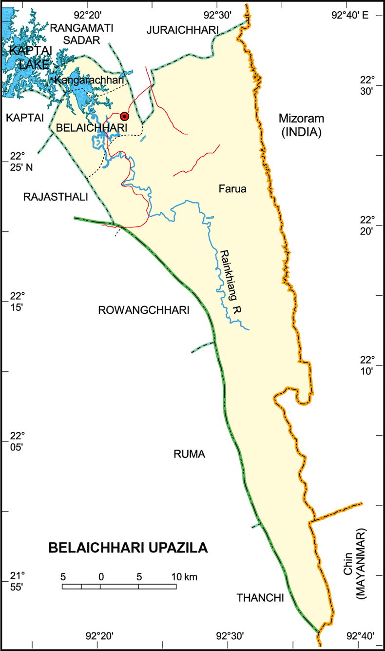 Belaichari Upazila Map Rangamati District Bangladesh