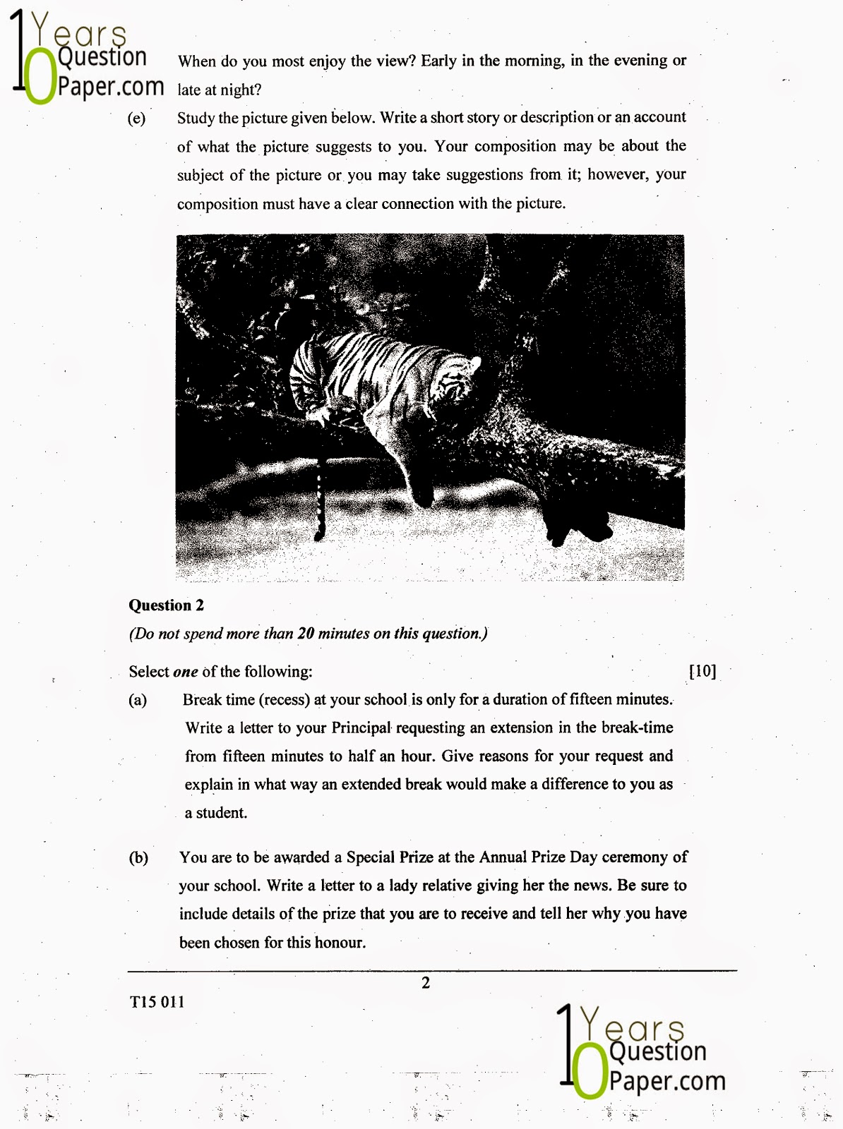 Icse class 10th English question paper 2015 Icse class 10th English Language question paper 2015