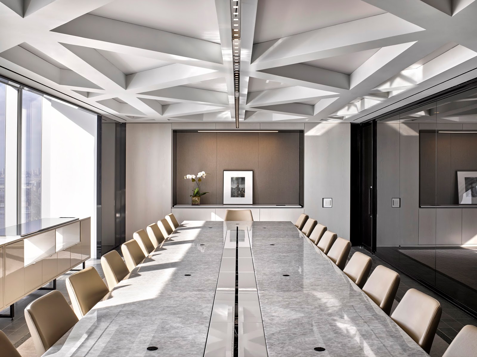 Custom Stone Conference By Datesweiser With Bernhardt Design Cardan Chairs