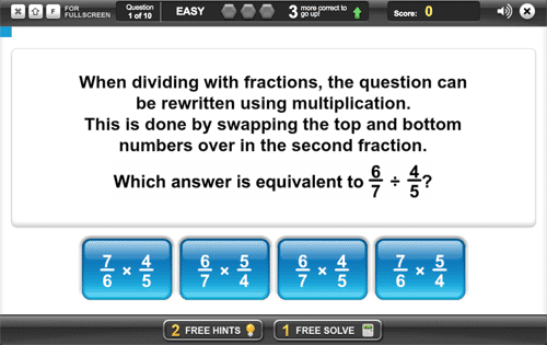 Dividing fractions game