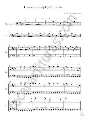  6 Partitura de Cloks de Coldplay para Cello Sheet Music & Vídeo tutorial Como tocar Amazing Grace en Violonchelo & Vídeo tutorial Como tocar Amazing Grace en Violonchelo 