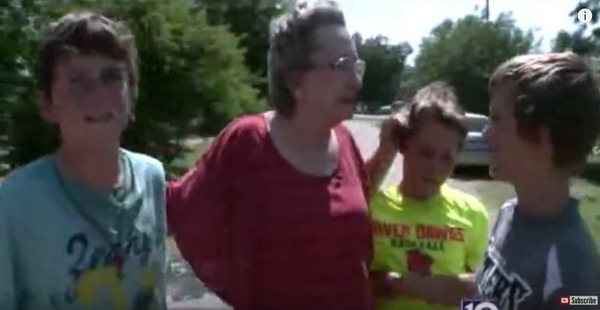 4 boys sneak into old woman's yard, when she grabs them, the tears start flowing 4 boys sneak into old woman's yard, when she grabs them, the tears start flowing