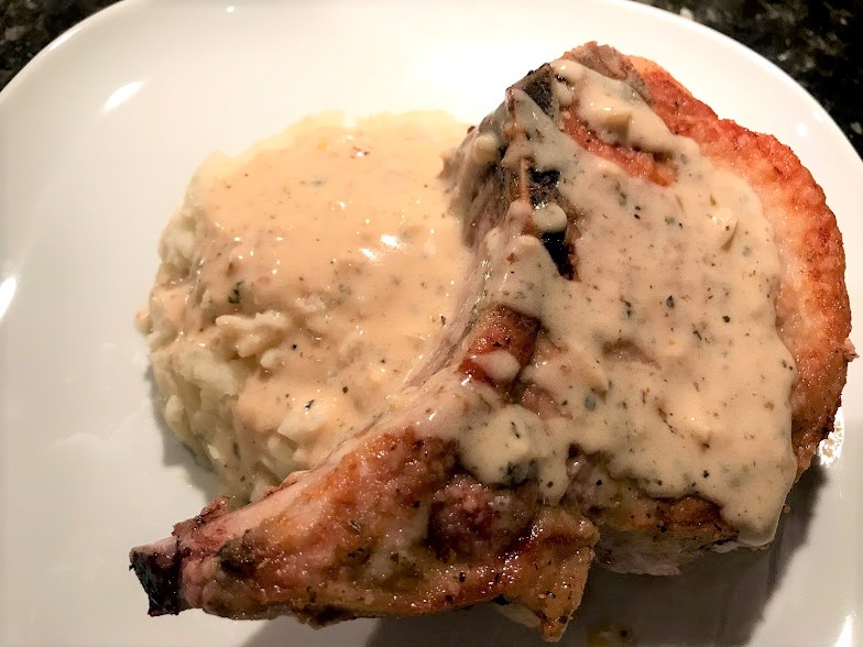 Coco's Cooking Pork Chops in Creamy White Wine Sauce