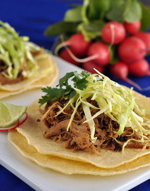 Gluten Free Foodie Heaven Pork Carnitas Tacos with Tomatillo Salsa