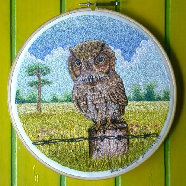 Lukisan Bordir The Lonely Owl