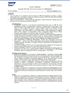 sap sd vistex solution architect sample resume format in sap sd sample resumes