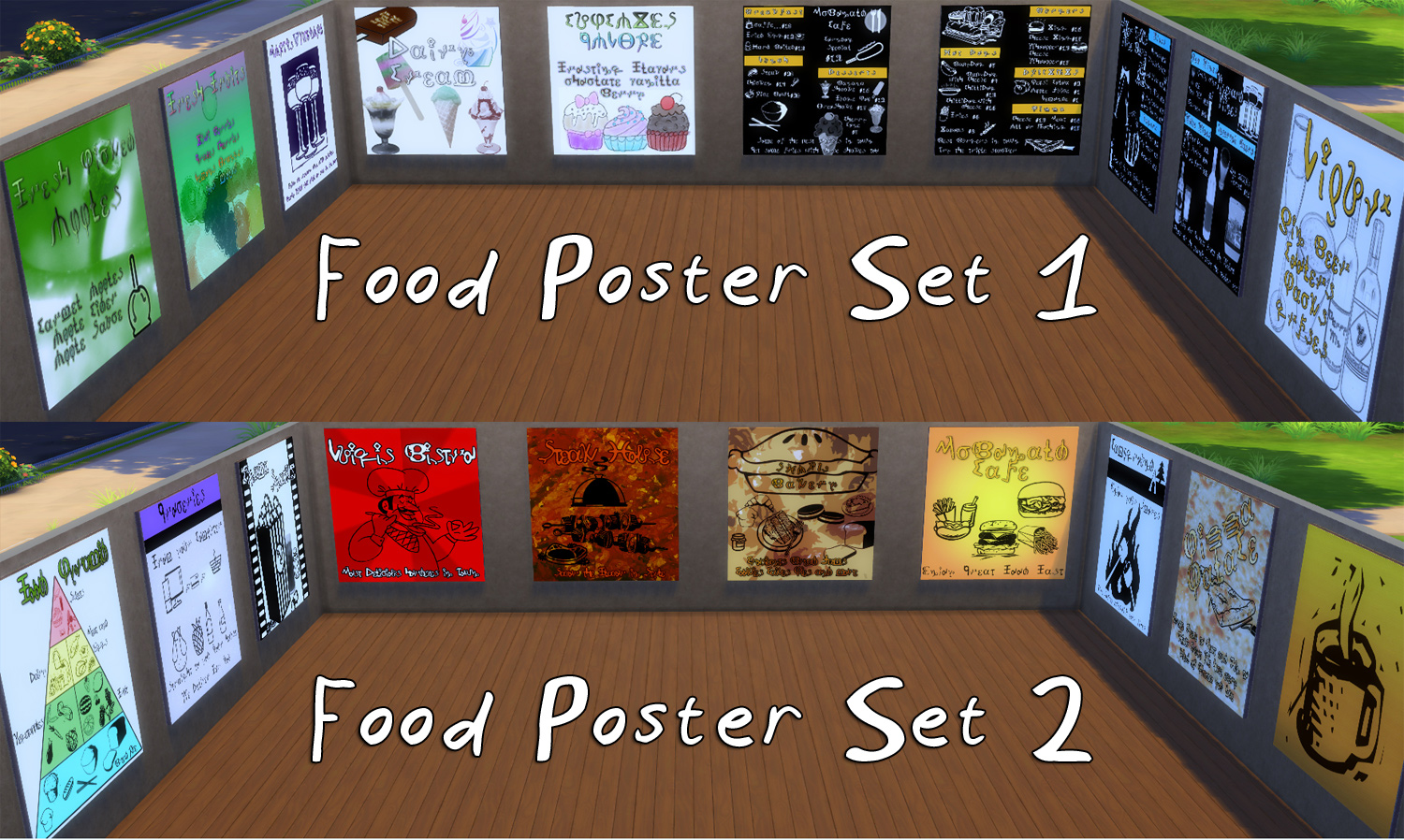 My Sims 4 Blog Simlish Food Advertisement / Menus Posters Set of 20 by