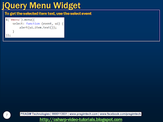 Sql server, .net and c# video tutorial: jquery menu widget