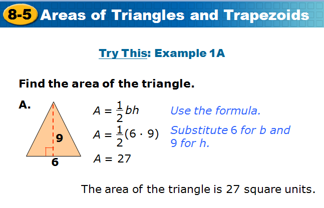 Area of triangles and Trapezoids
