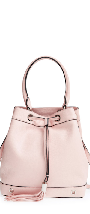 Milly 'Astor' Pebbled Leather Bucket Bag in Blush