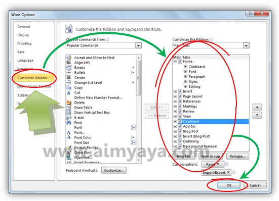 Cara MemunculkanMenghilangkan Tab Ribbon di Ms Office 2010