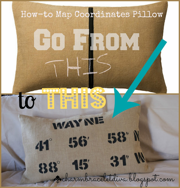 Before and after map coordinates pillow