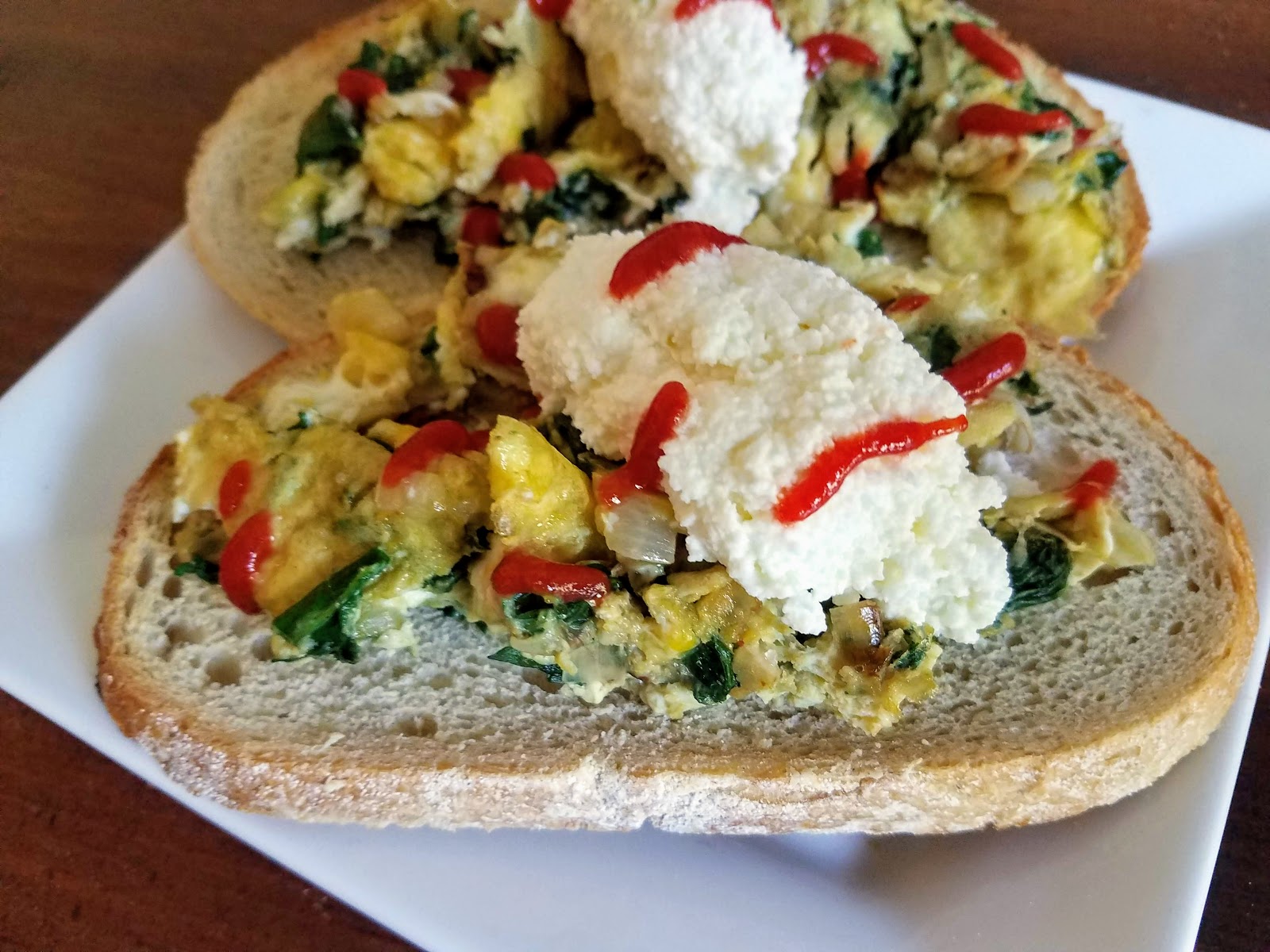 Scrambled Eggs + Mustard Greens on Toast