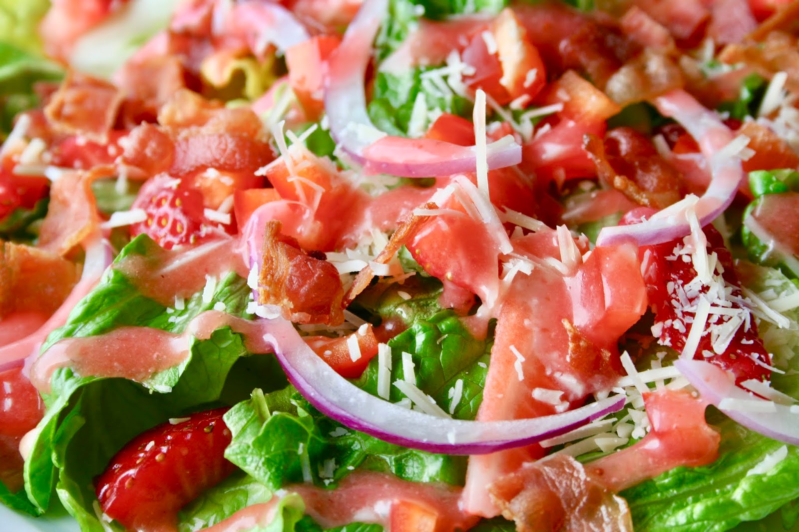 Strawberry Bacon Salad with Strawberry Jam Dressing