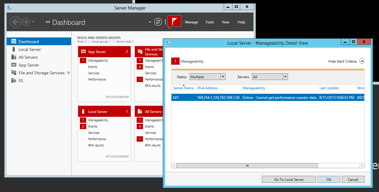 Fix for Server Manager Error Cannot get performance counter