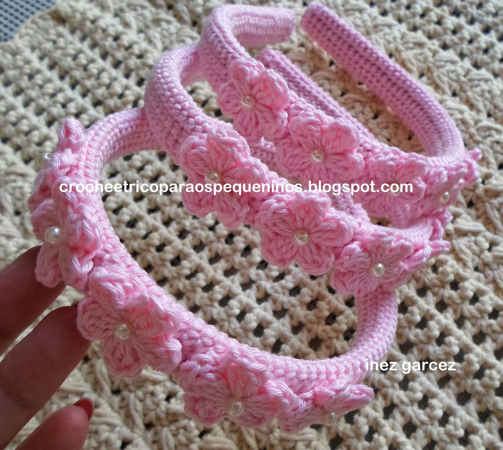 CROCHE E TRICO PARA OS PEQUENINOS TIARA DE CROCHÊ