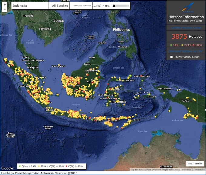 Jeda hujan selama Juli 2018 muncul total 3875 hotspot indikator kebakaran hutan dan lahan