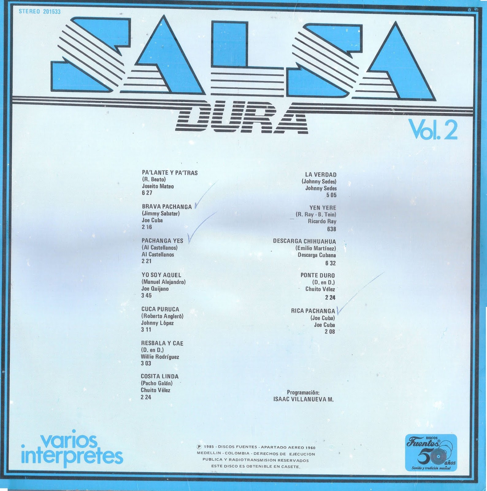MELODIAS DE COLOMBIA Salsa Dura Vol 2 Varios Artistas (1985)