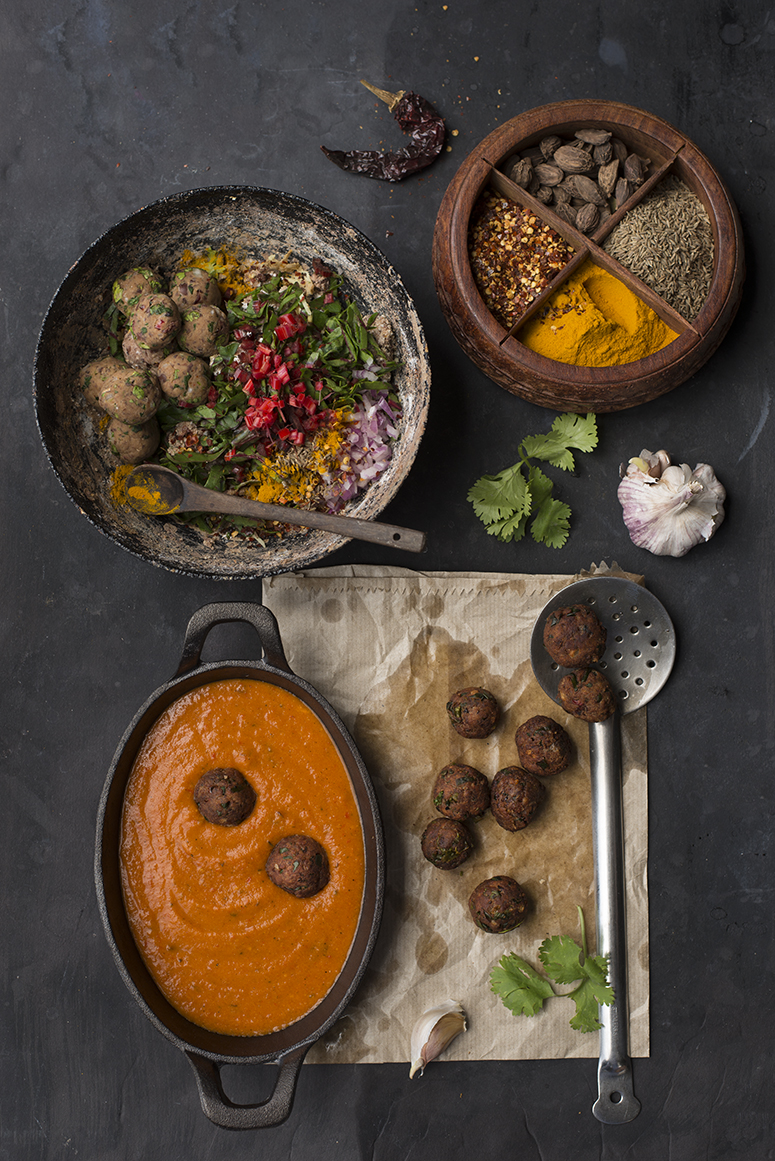 Turmeric n spice Vegan red bean kofta balls in curry