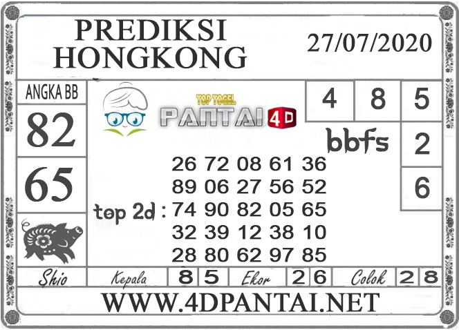 Prediksi Togel Hongkong Pantai4d 27 Juli 2020
