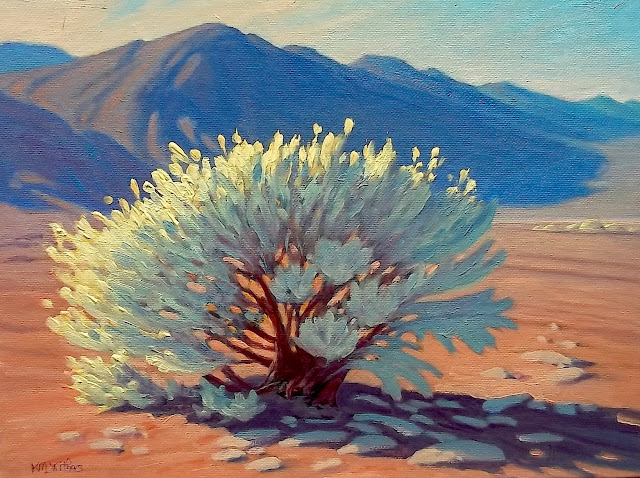 desert original painting, death valley plants,California impressionism