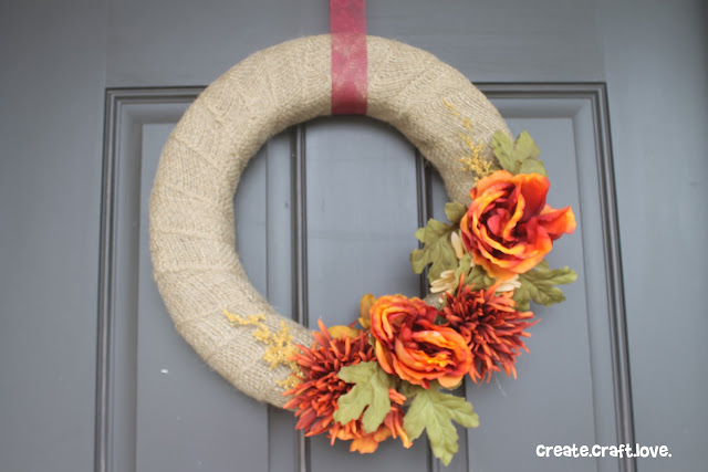 Simple Burlap Fall Wreath via createcraftlove.com #wreath #burlap #fall