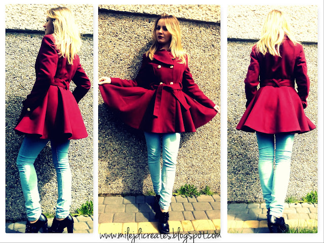 Burgundowy płaszczyk wiosenny z koła ze złotymi guzikami DIY // Spring burgundy coat with golden buttons Szycie ubrań Burgundowy płaszczyk wiosenny z koła ze złotymi guzikami DIY // Spring burgundy coat with golden buttons Szycie ubrań