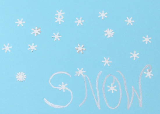 Snow, Free Printable, Handmade by Dragonfly & Lily Pads, Blue, White Snowflakes, Silver metallic pen 