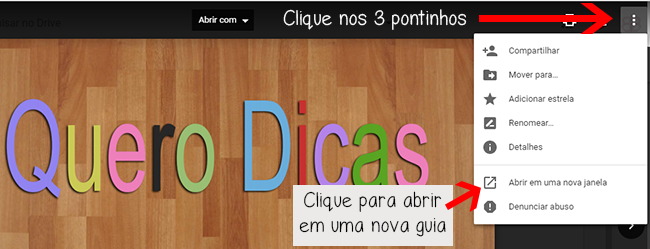 clique novamente em "Abrir em uma nova Guia" clique novamente em "Abrir em uma nova Guia"