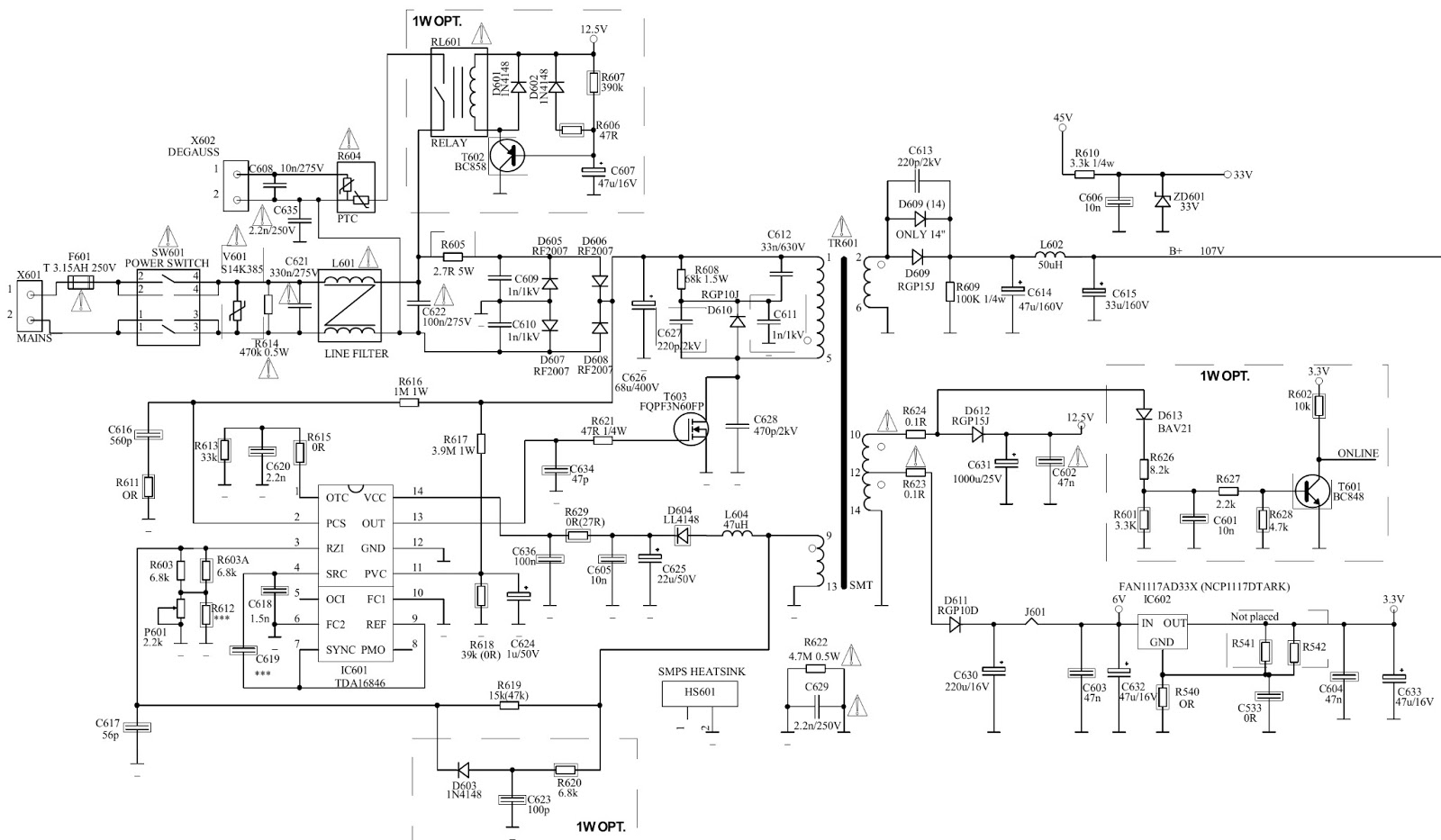 Electro help: TV MAIN POWER SMPS SCHEMATIC - (110V OUTPUT) - FQPF3N60FP