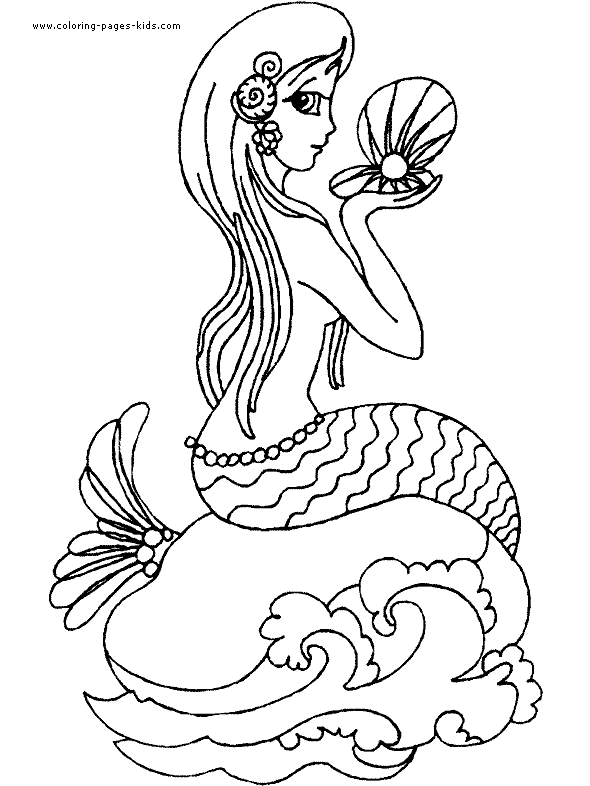 ocean with mermaid coloring pages for kids - photo #12