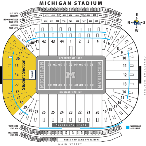 Michigan Stadium Seating Chart Row Numbers