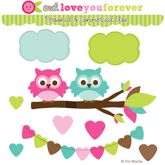 two heart clip art Erin Bradley Designs: NEW! Valentines Day Owl Clipart!