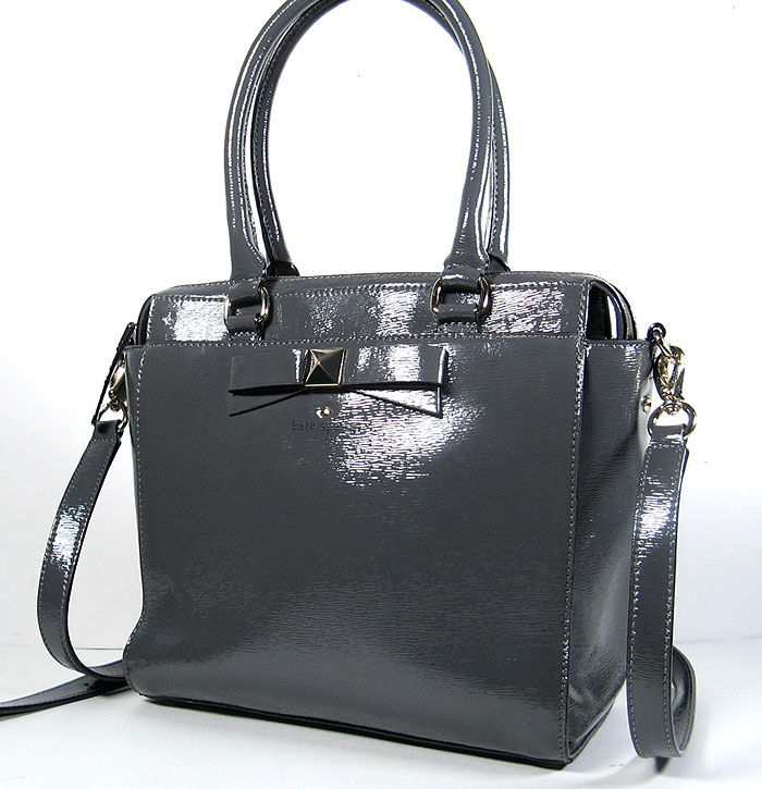 KATE SPADE HANDBAG GRAY LEATHER TEXTURED & POLISHED SATCHEL *EXCELLENT*