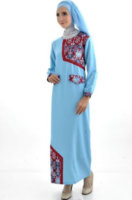 Model Gamis Batik Kombinasi Polos elegan Model Gamis Batik Kombinasi Polos elegan