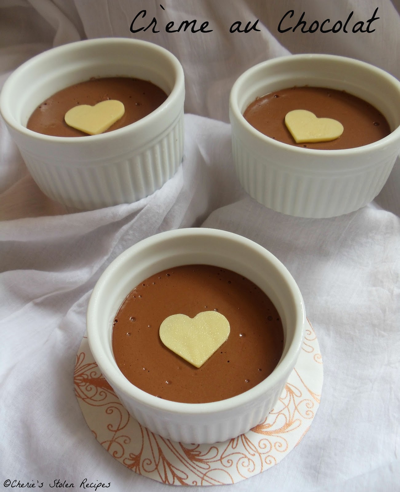 Cherie's Stolen Recipes Pots de Creme au Chocolat Baked Chocolate