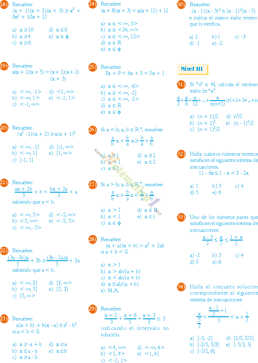 INECUACIONES DE PRIMER GRADO EJERCICIOS RESUELTOS Y PARA RESOLVER PDF