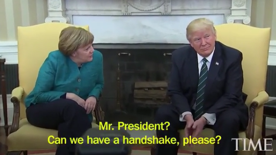 6 What a president! Donald Trump refuses to shake the hands of German Chancellor, Angela Merkel (video)