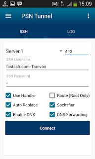 SSH Settings SSH Tunnel PSN Tunnel