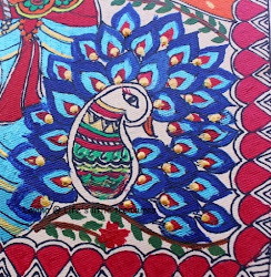 madhubani painting mithila krishna making radha peacocks