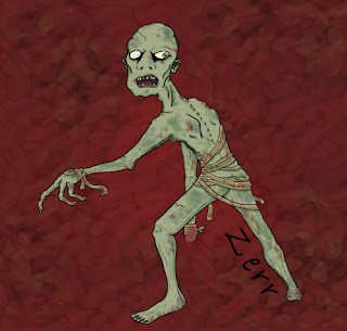 Taki tam zombiak, mojego autorstwa :) Rysunek ma już kilka lat...